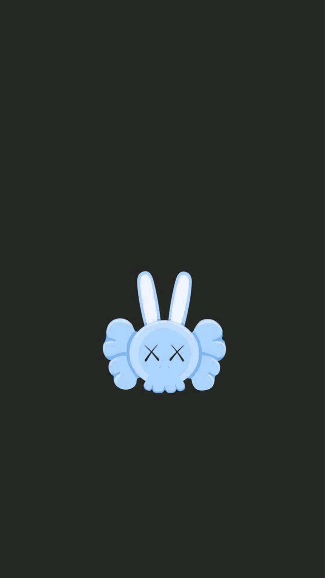 A Blue Bunny With Wings On A Black Background