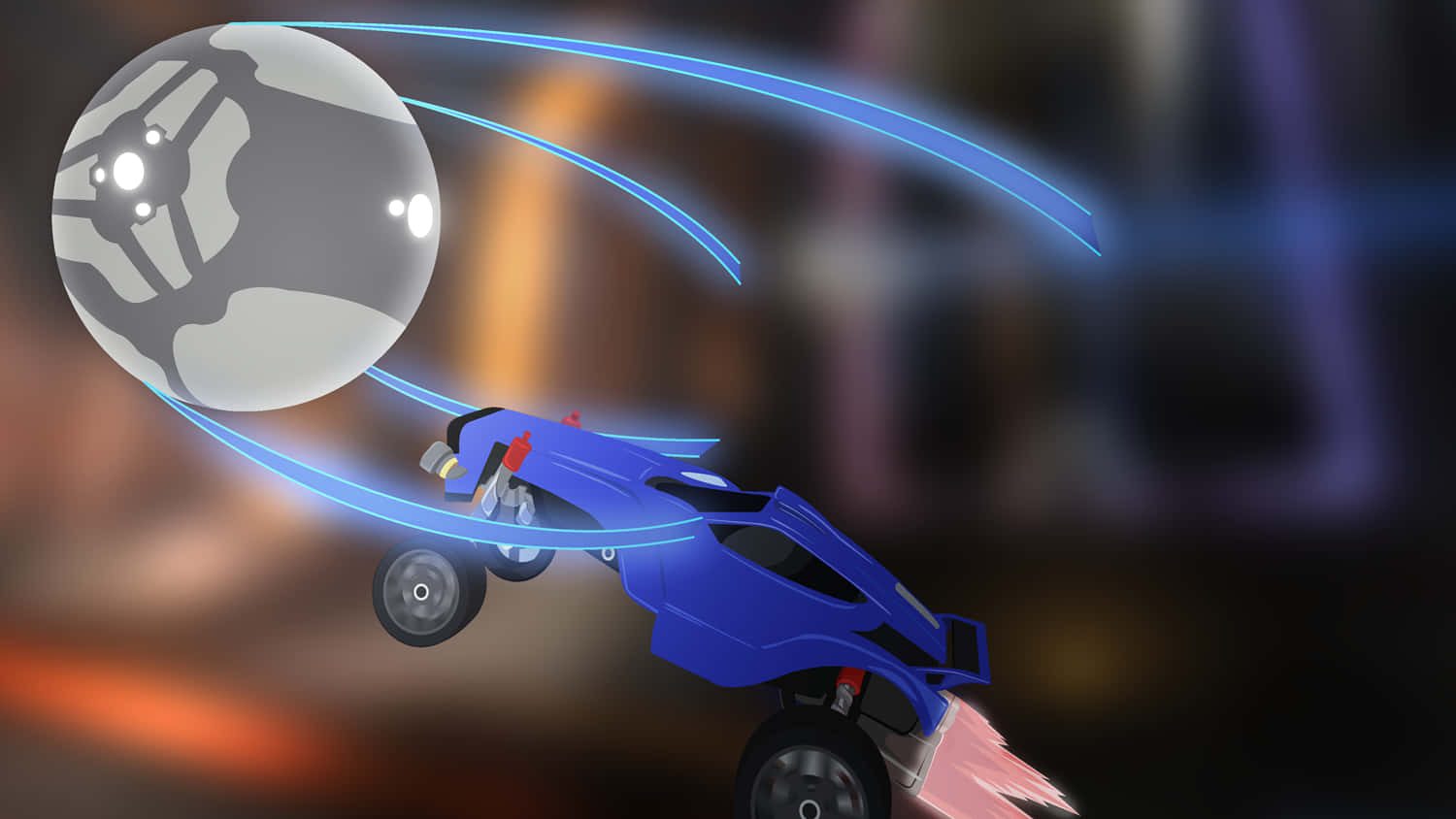A Blue Car Flying Through The Air Background