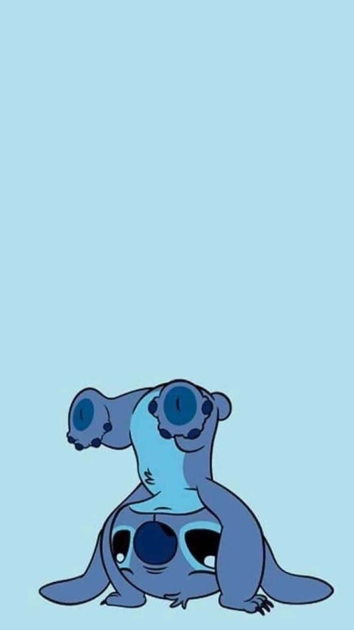 A Blue Cartoon Character With Big Eyes Background