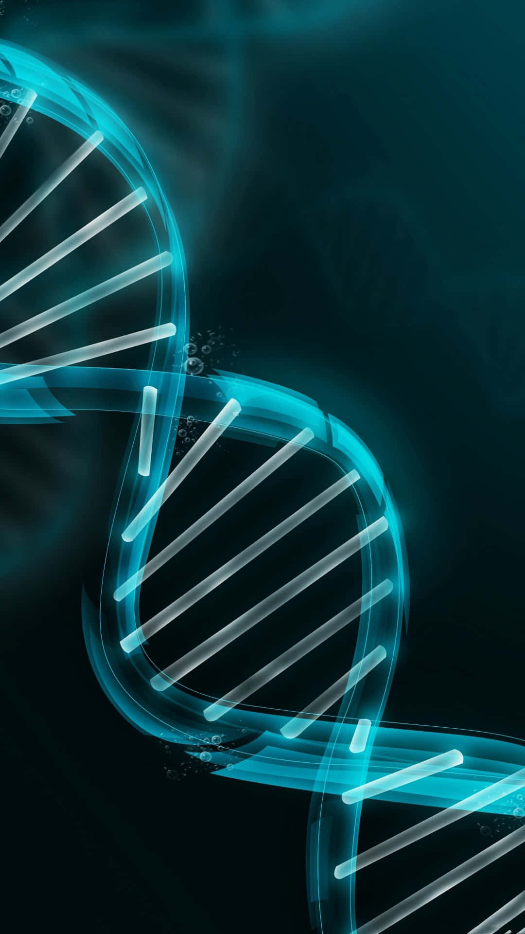 A Blue Dna Strand On A Dark Background