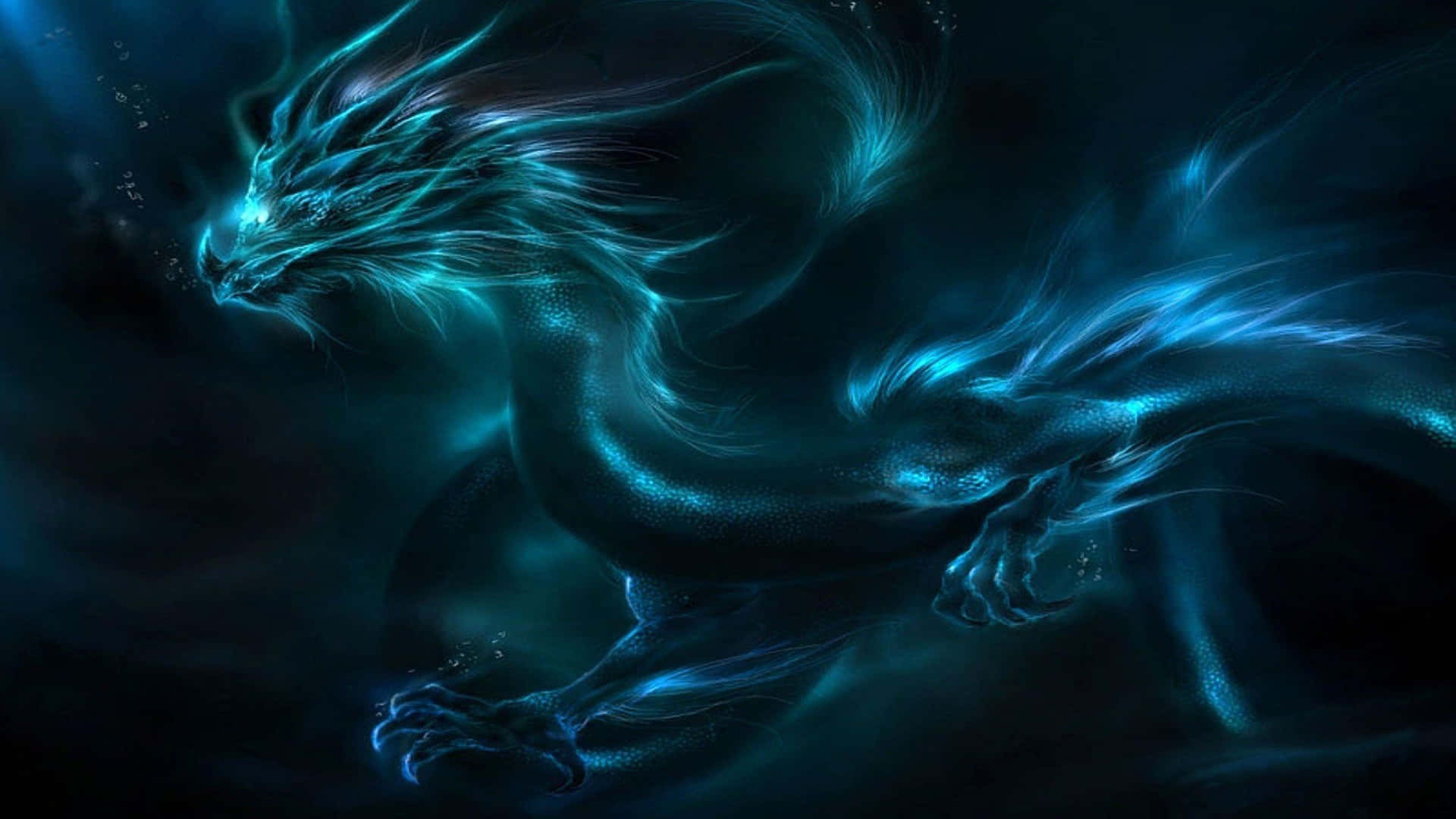 A Blue Dragon In The Dark Background