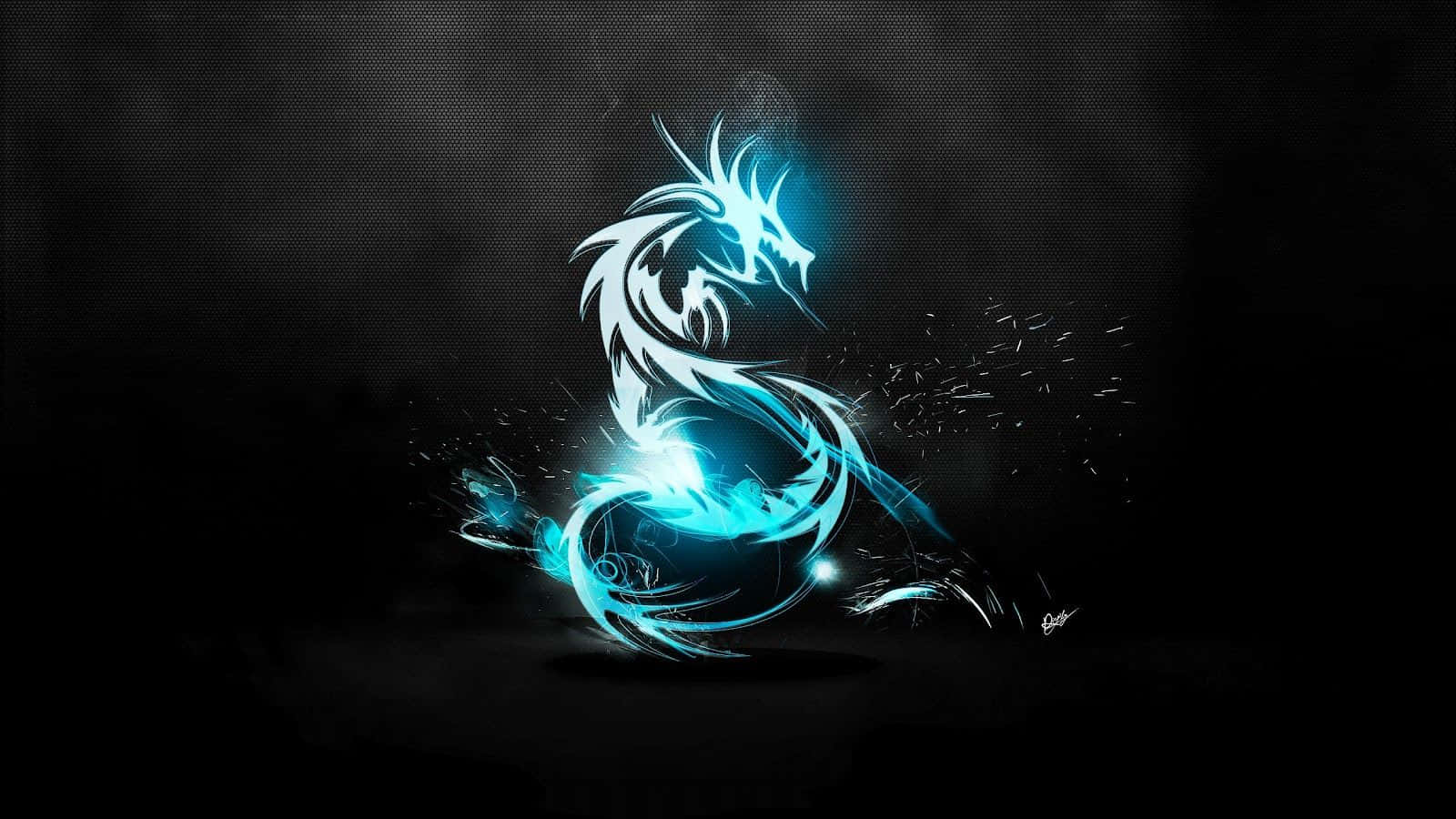 A Blue Dragon On A Black Background