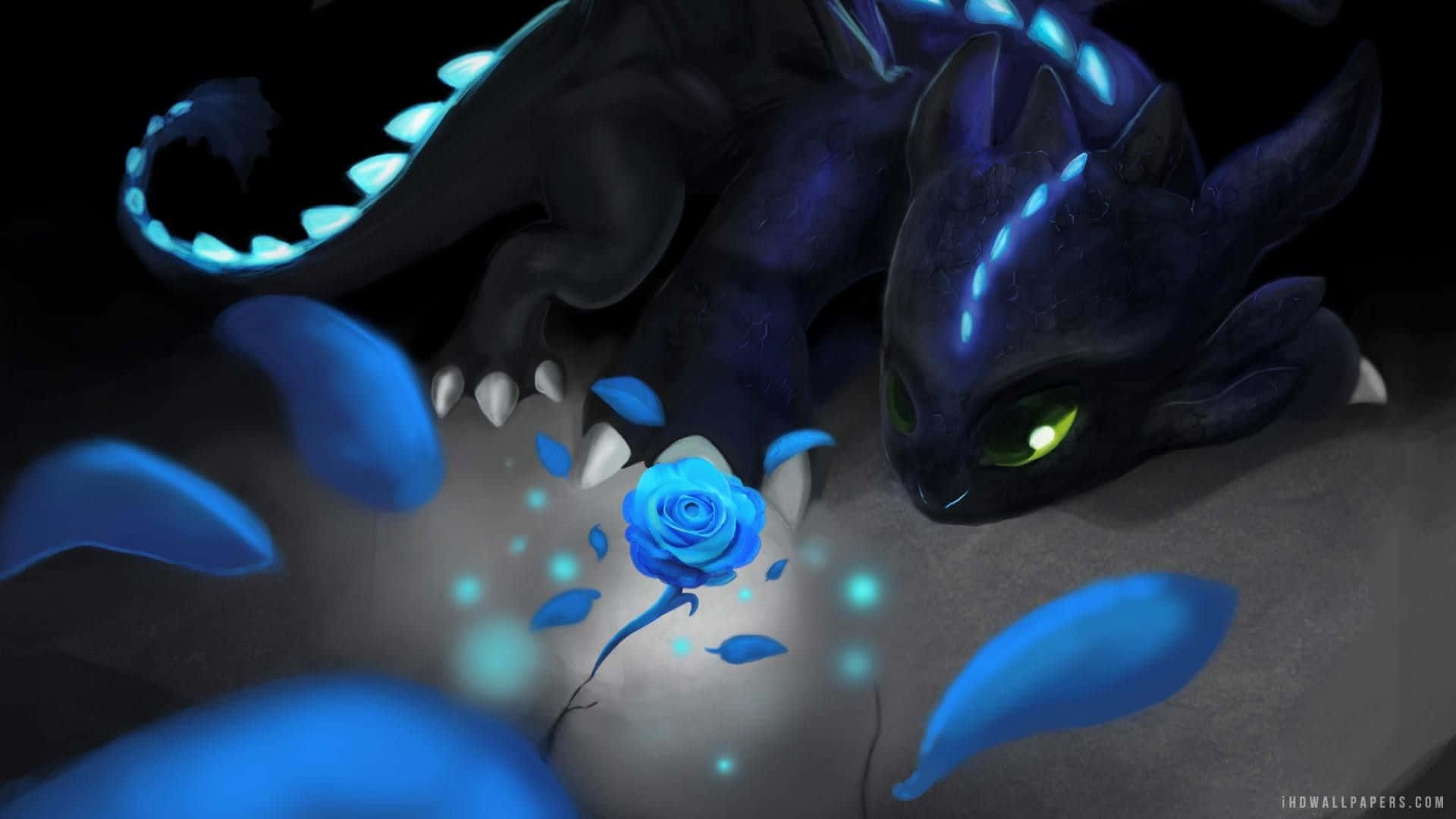 A Blue Dragon With A Blue Flower Background