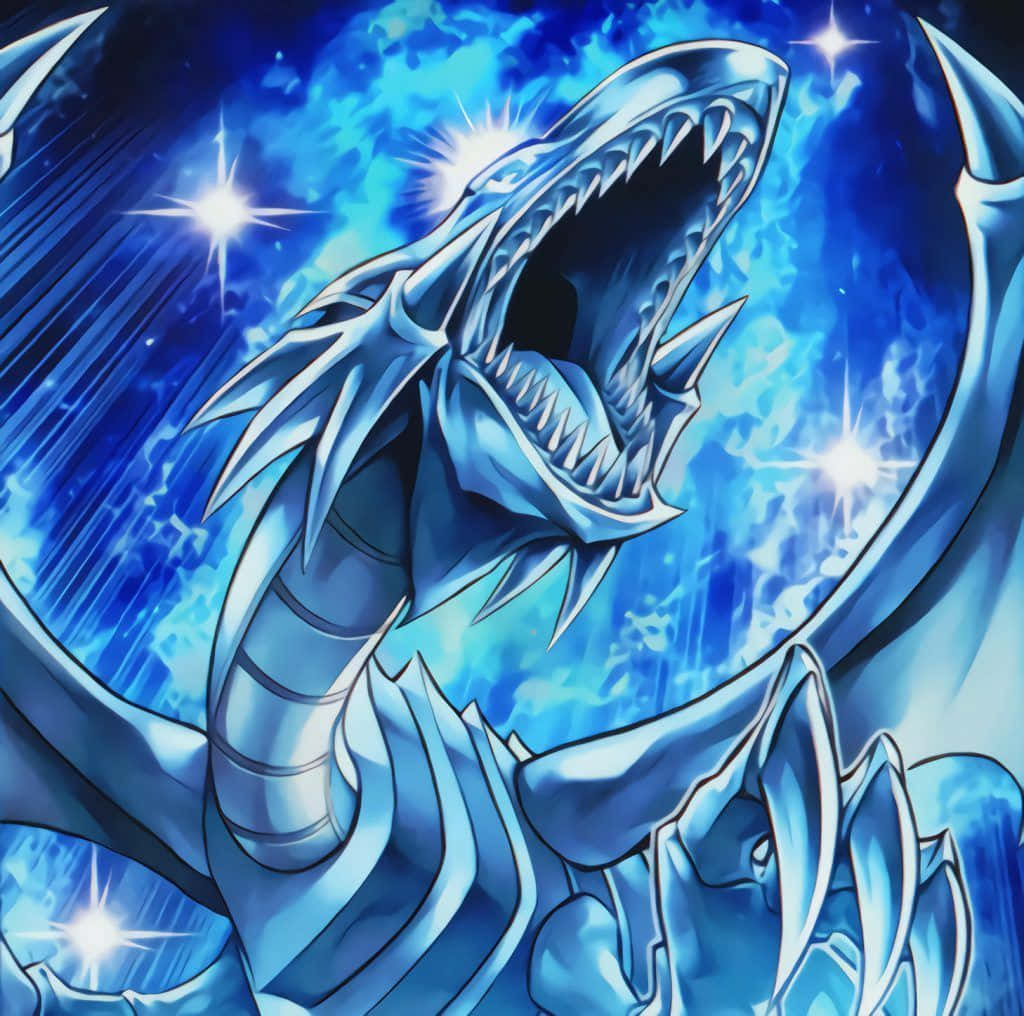 A Blue Dragon With Its Mouth Open Background