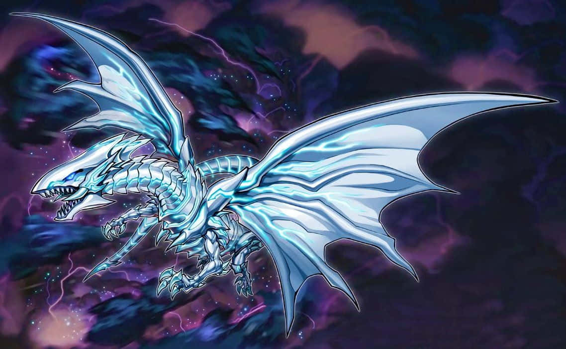 A Blue Dragon With Wings Flying In The Sky Background