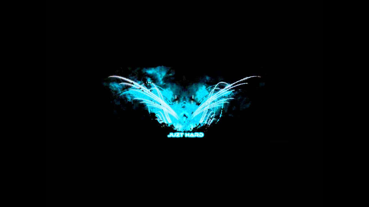 A Blue Flame With Wings On A Black Background Background