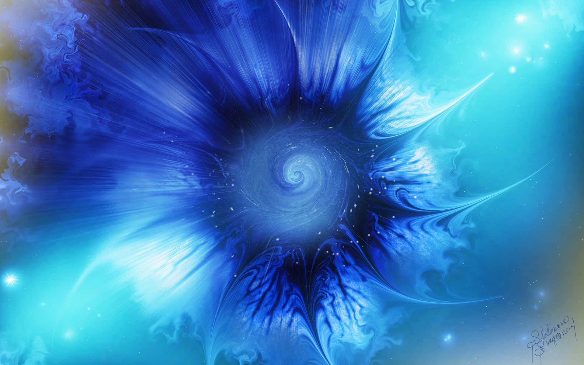 A Blue Flower With A Spiral In The Center Background