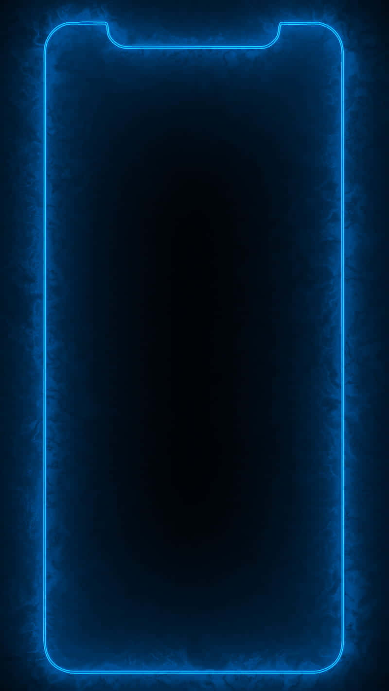 A Blue Glowing Phone Screen On A Dark Background Background