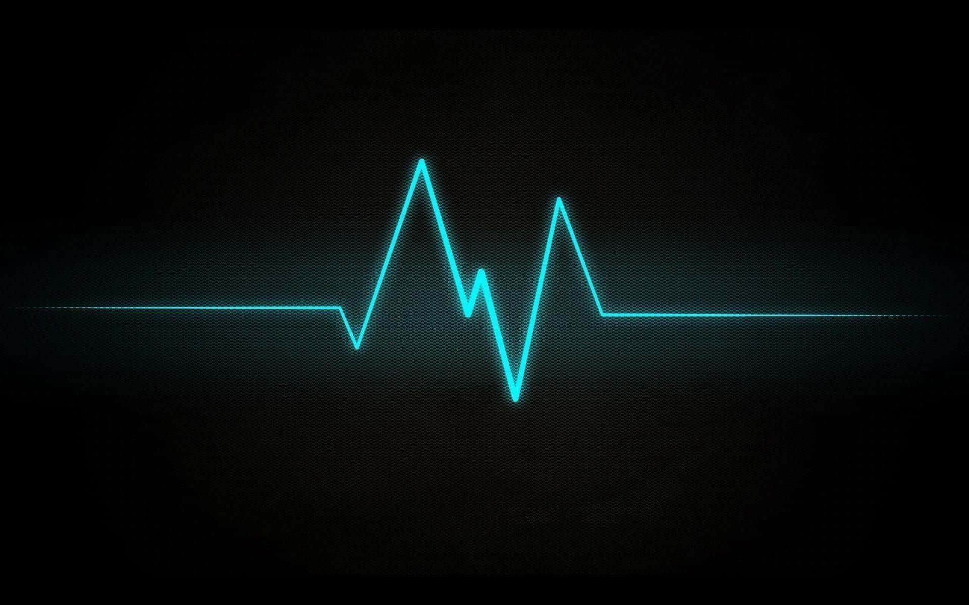 A Blue Heartbeat On A Black Background Background