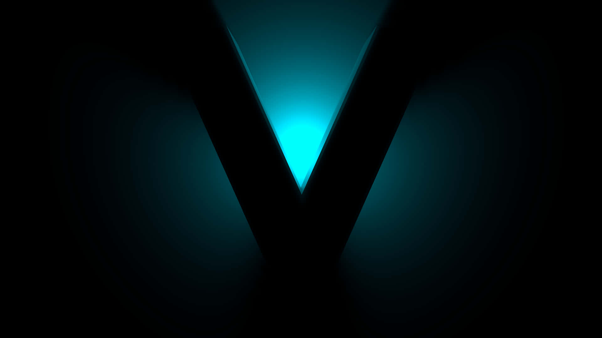 A Blue Light Is Shining On The Letter V Background