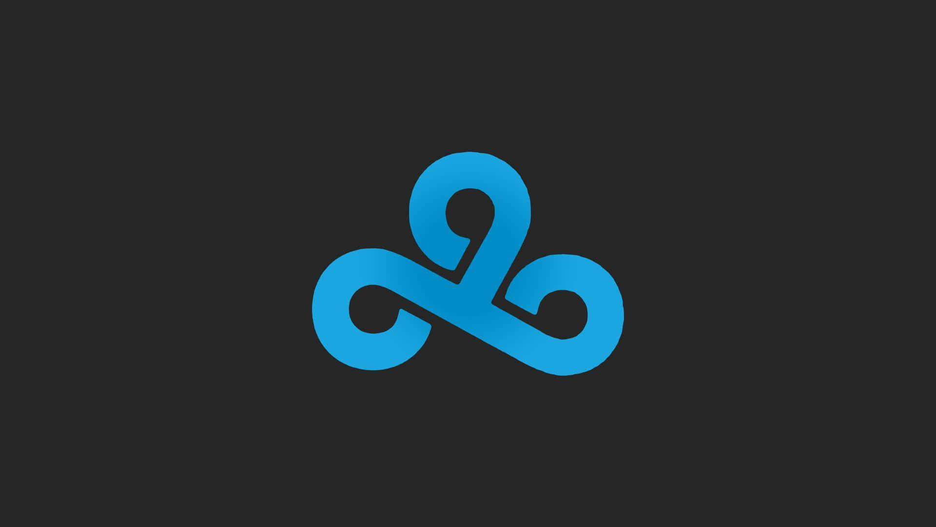 A Blue Logo With A Swirl On It Background