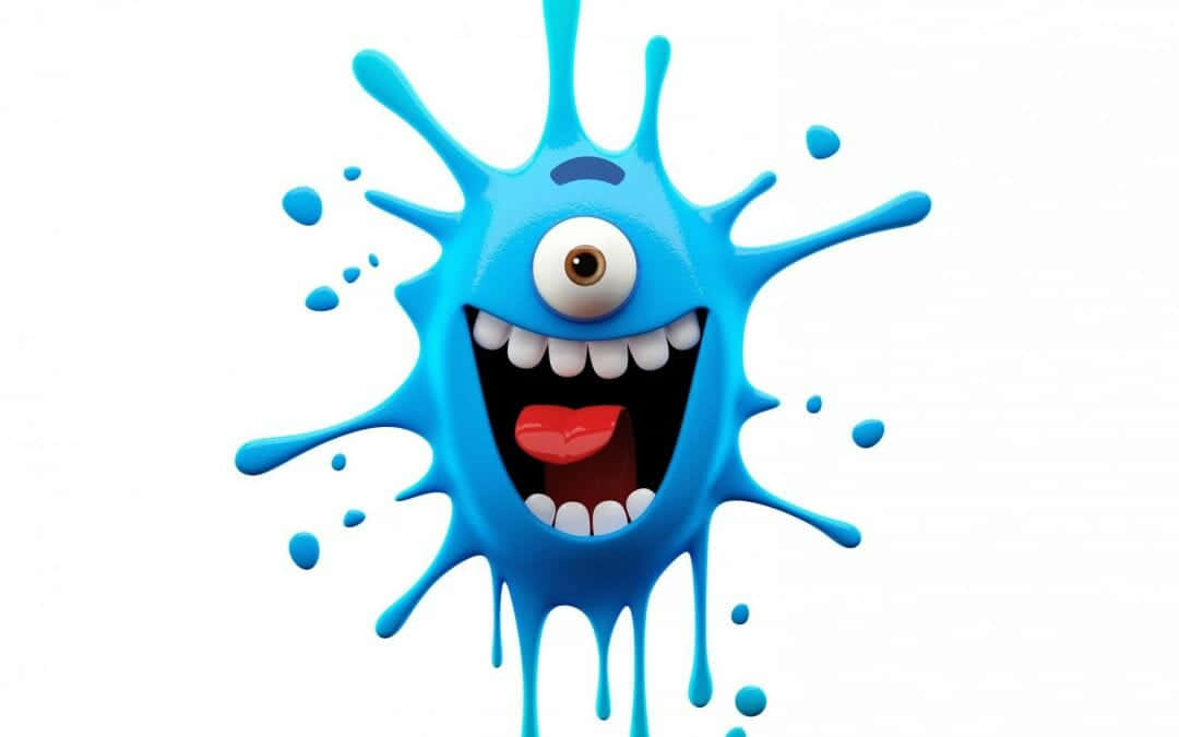 A Blue Monster With A Mouth And Tongue Background