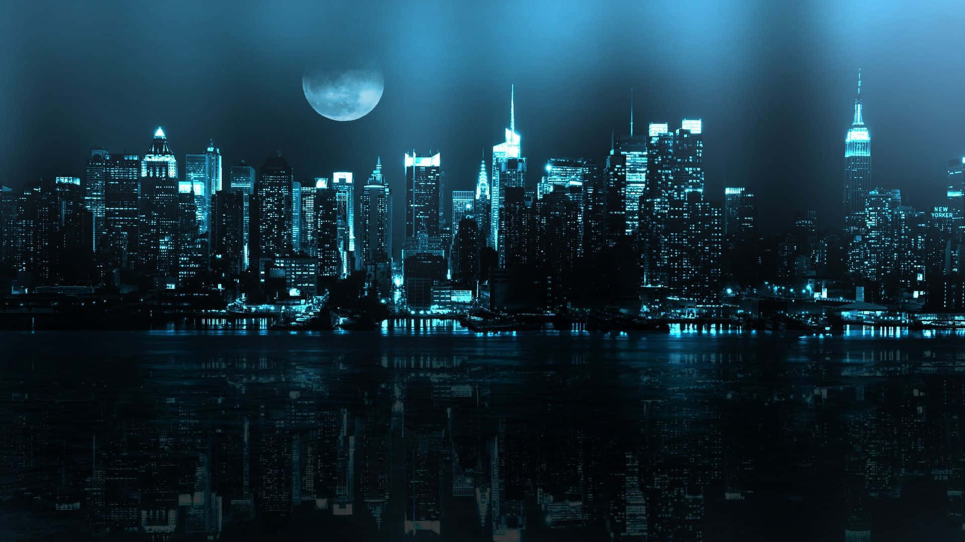 A Blue Night Sky With A Full Moon Background