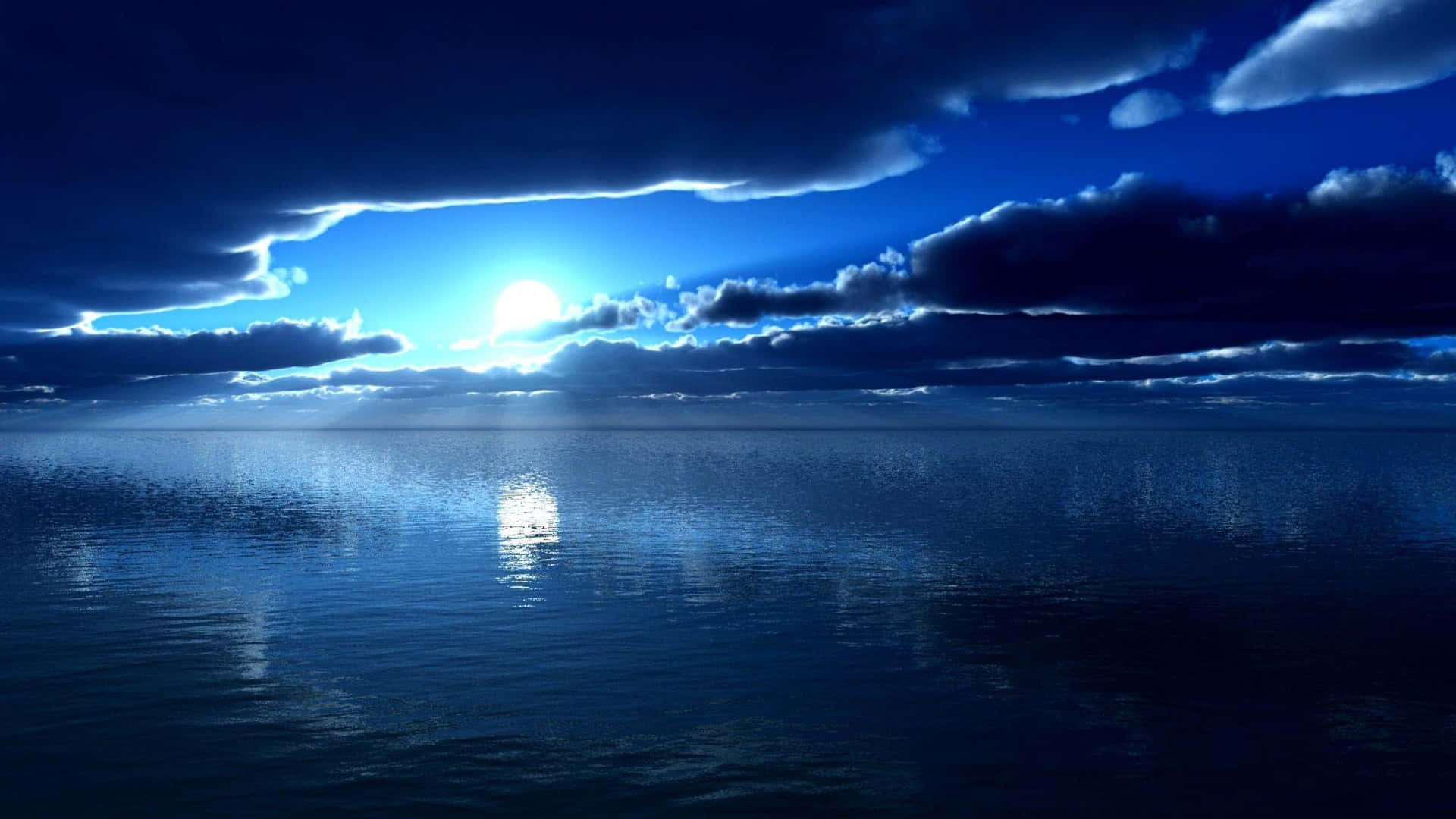 A Blue Sky With Clouds And Water Background