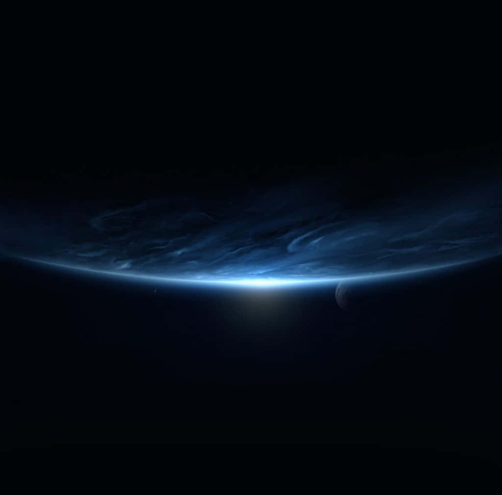 A Blue Space Background With A Blue Planet Background