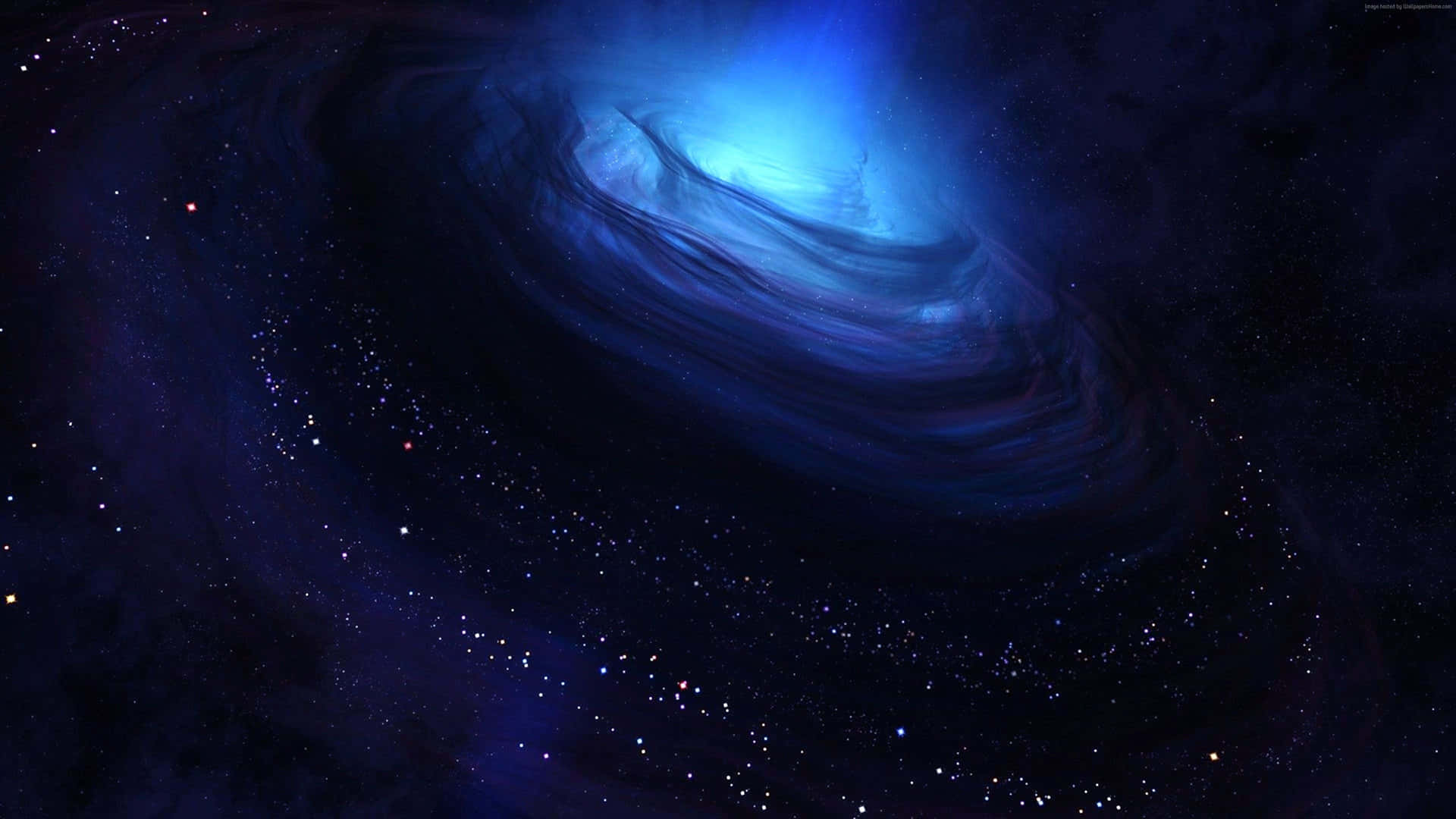 A Blue Space With A Black Hole In The Middle Background