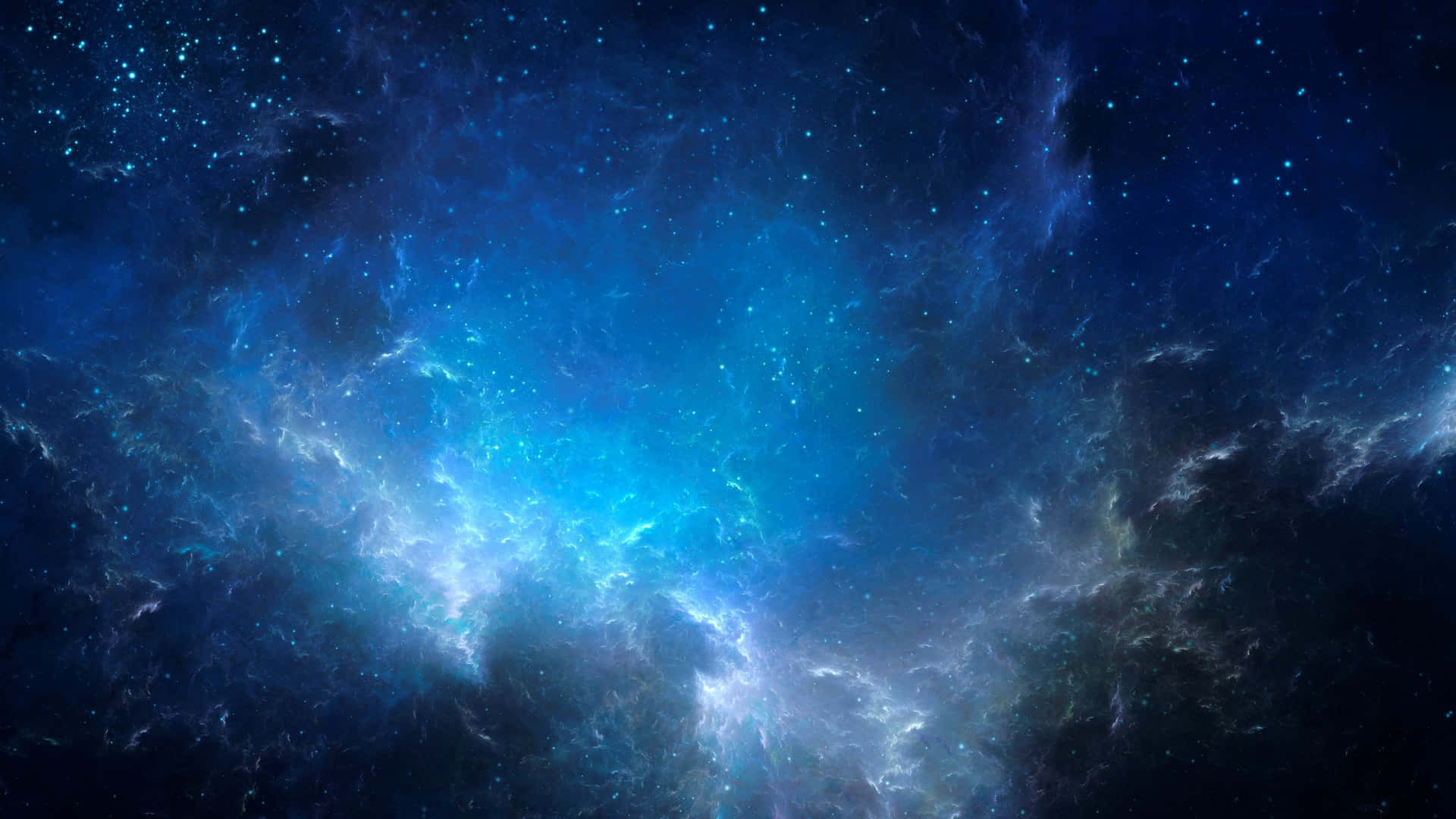 A Blue Space With Stars And Clouds Background