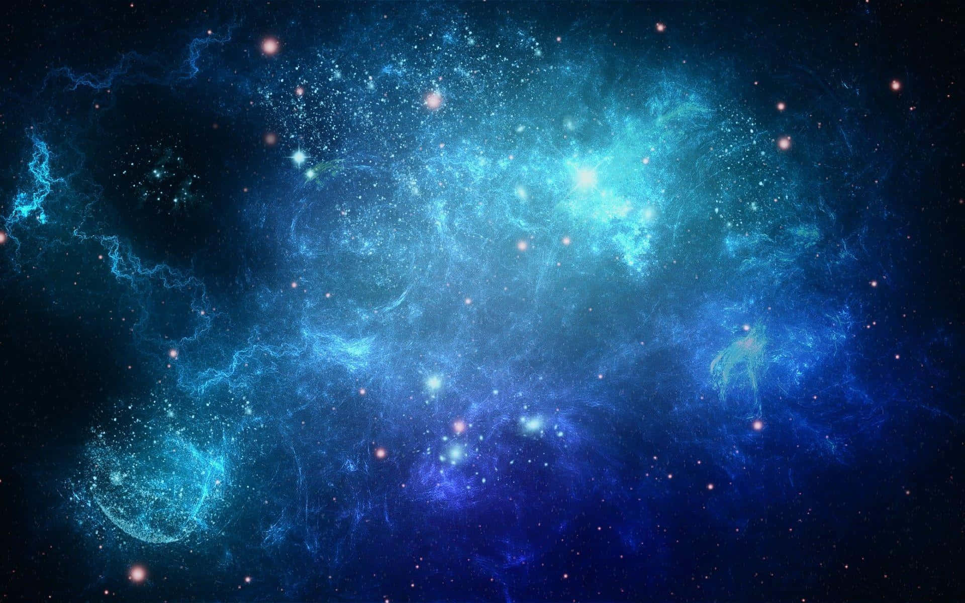 A Blue Space With Stars And Nebulas Background