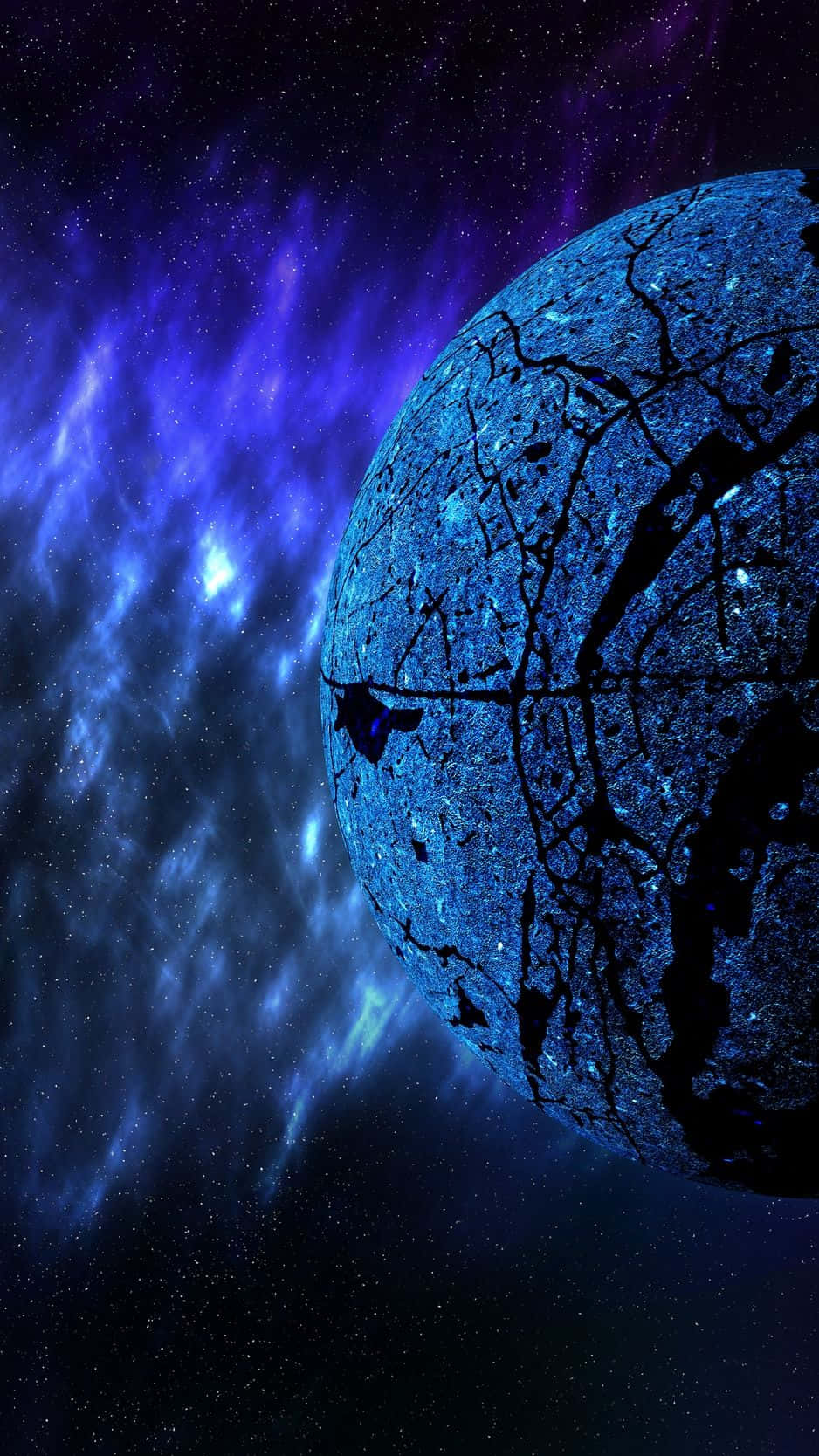 A Blue Spaceship In The Sky Background