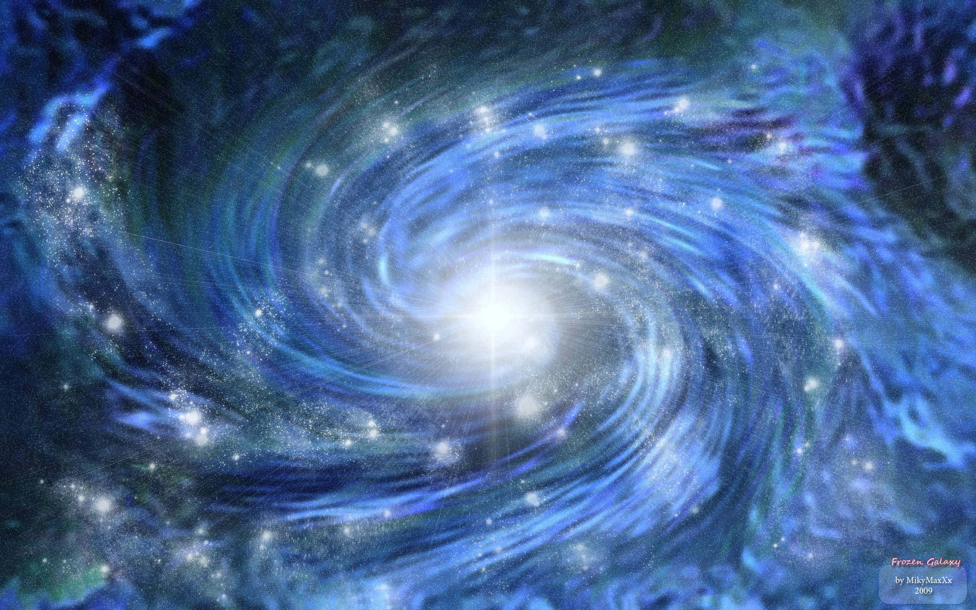 A Blue Spiral With Stars In It