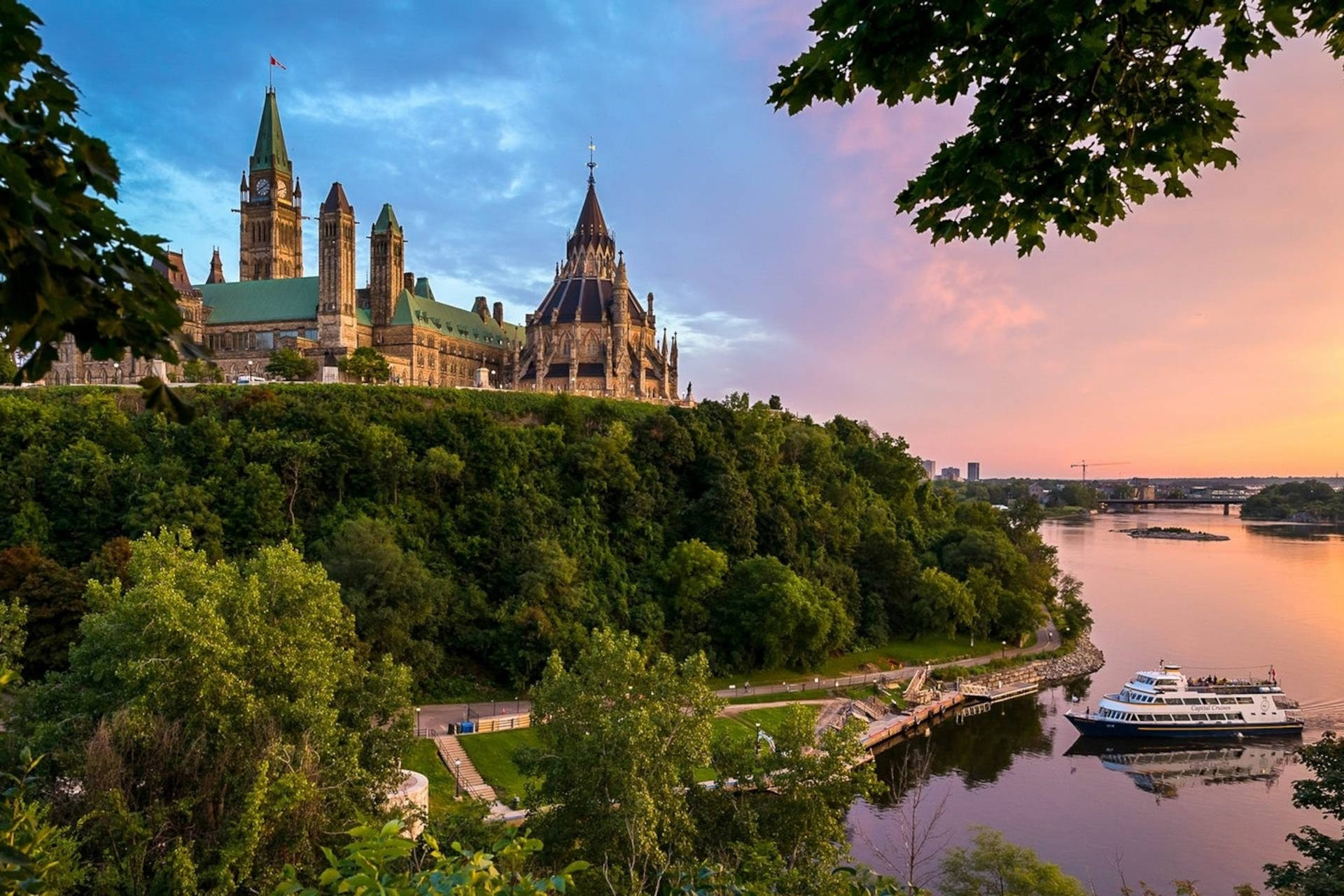 A Boat Docked Near Parliament Hill In Ottawa