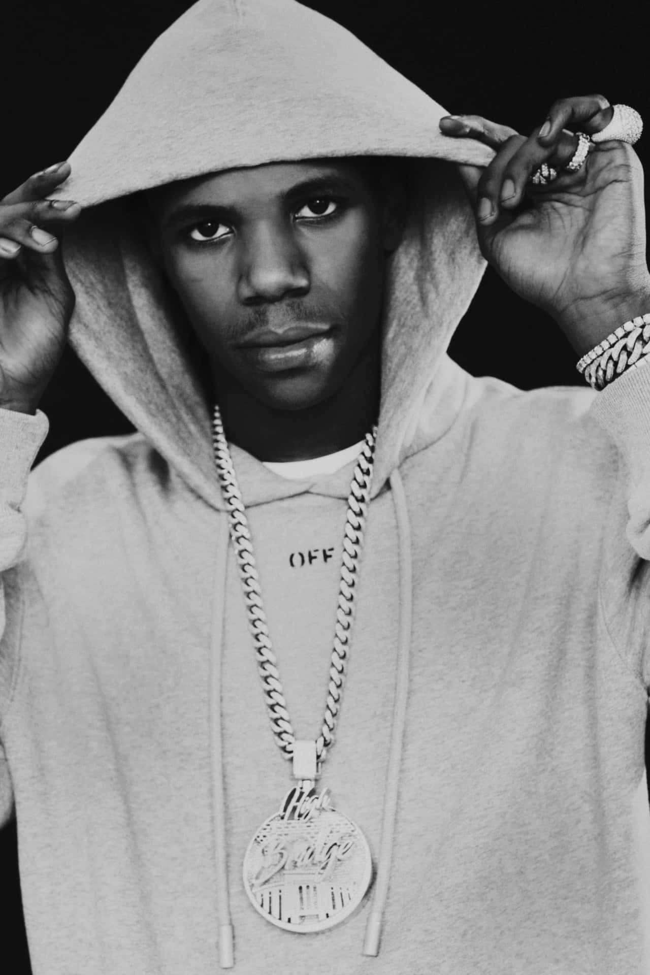 A Boogie Wit Da Hoodie Monochrome Portrait Background