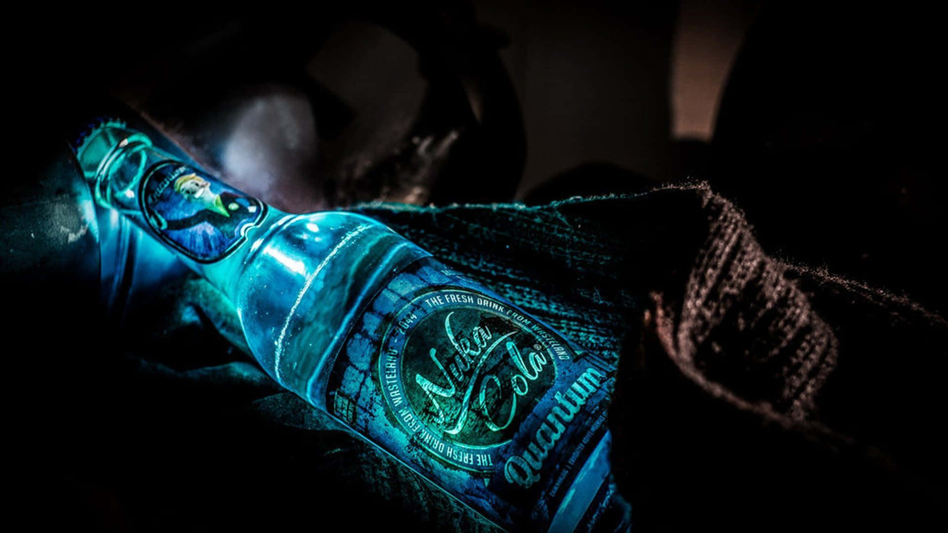 A Bottle Of Vodka Is Lit Up In The Dark Background