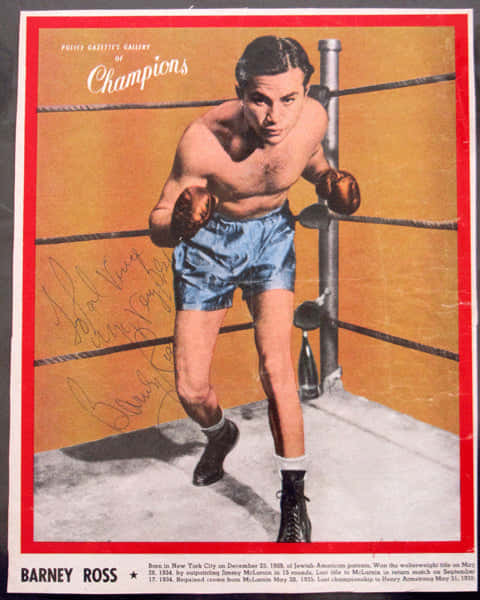 A Boxing Card With A Man In Boxing Gloves Background