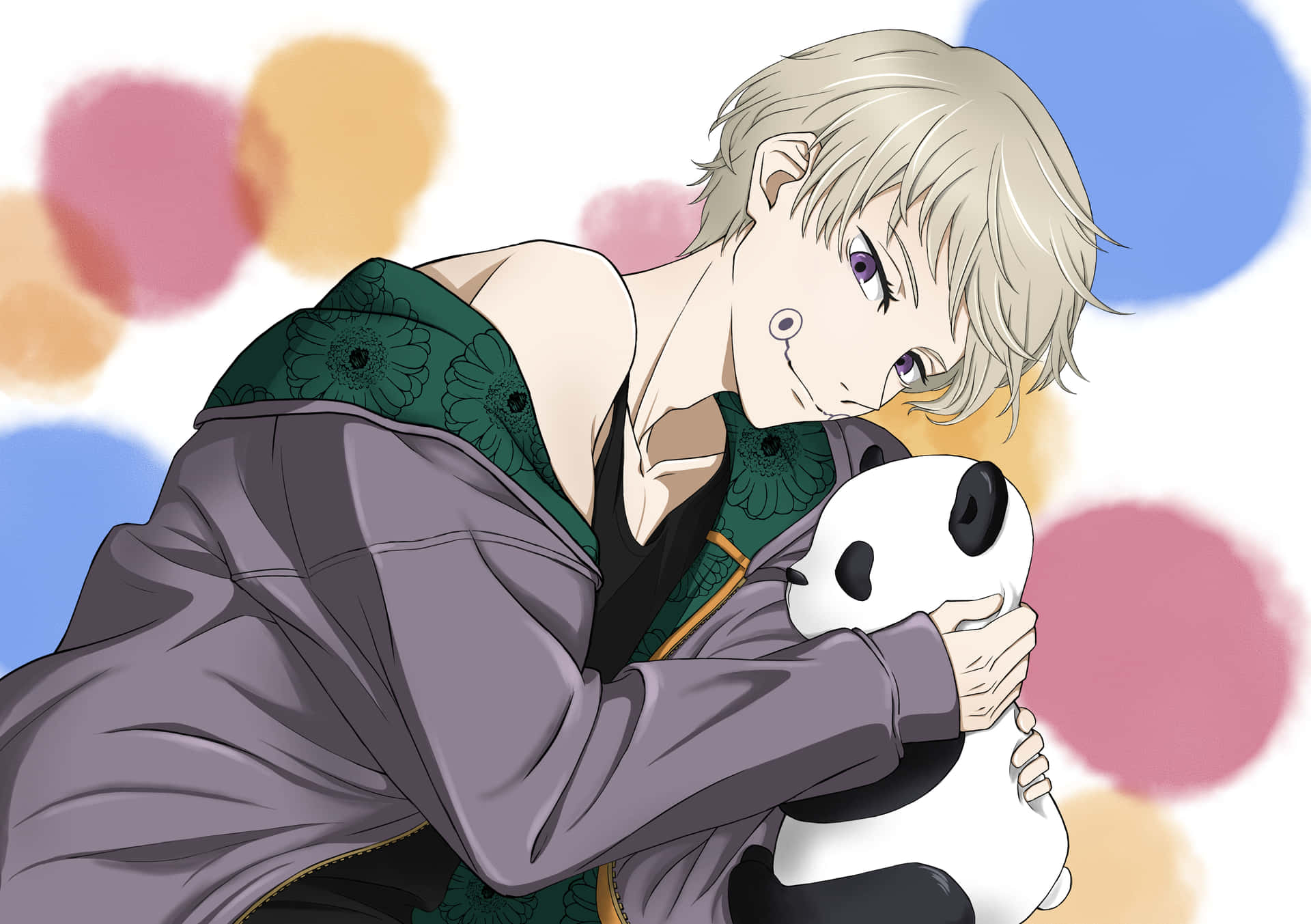 A Boy Holding A Panda Bear Background