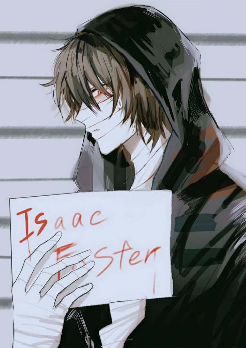 A Boy Holding A Sign That Says Isac Faster Background