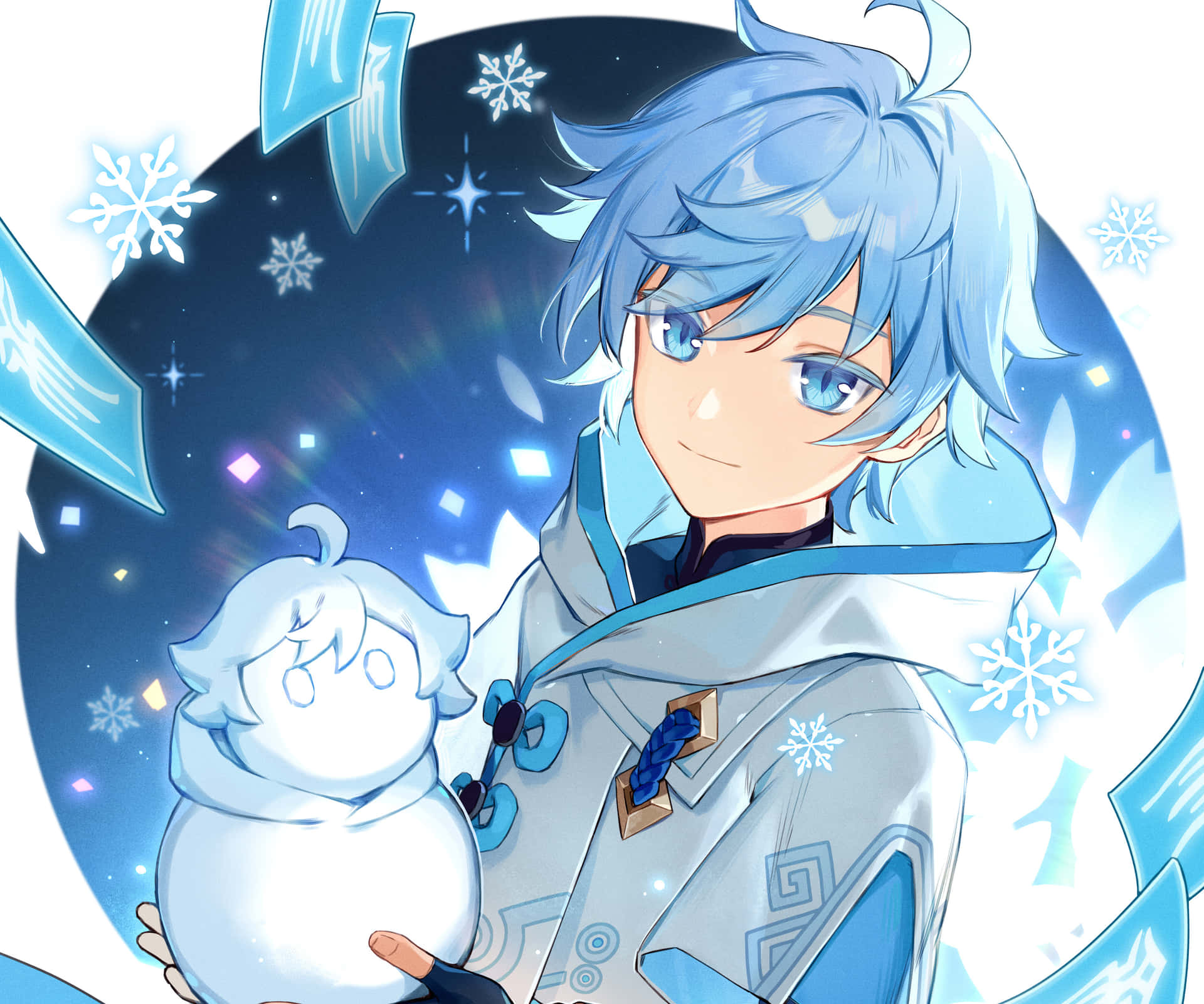 A Boy Holding A Snowball In His Hands Background