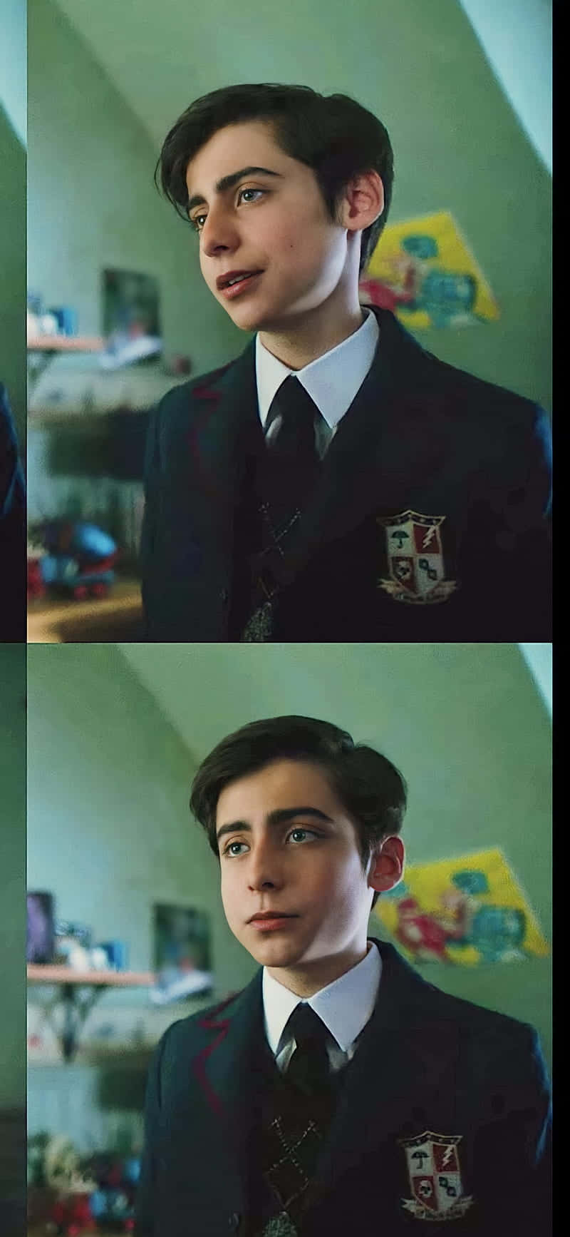 A Boy In A School Uniform Is Looking At The Camera Background