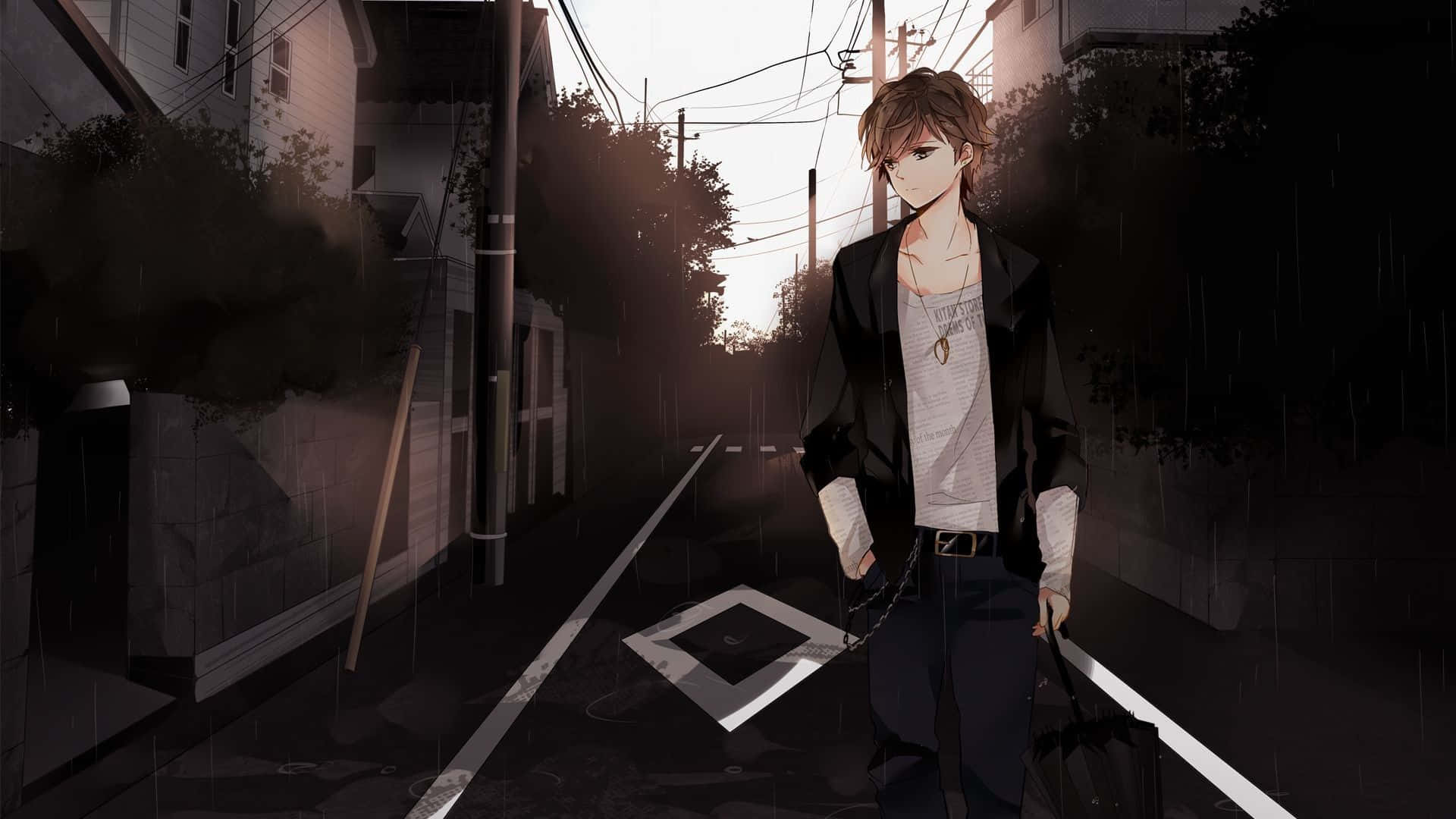 A Boy Is Standing In An Alleyway Background