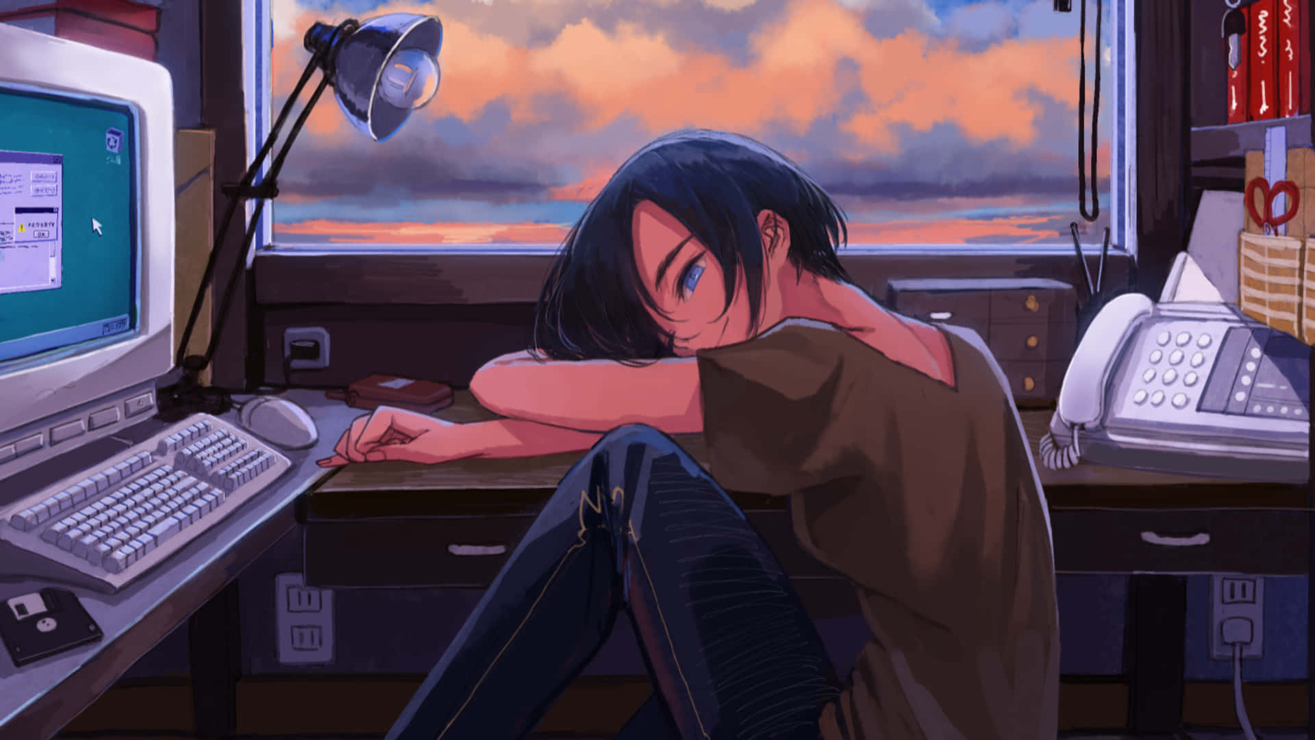 A Boy Playing Video Games On His Computer Background