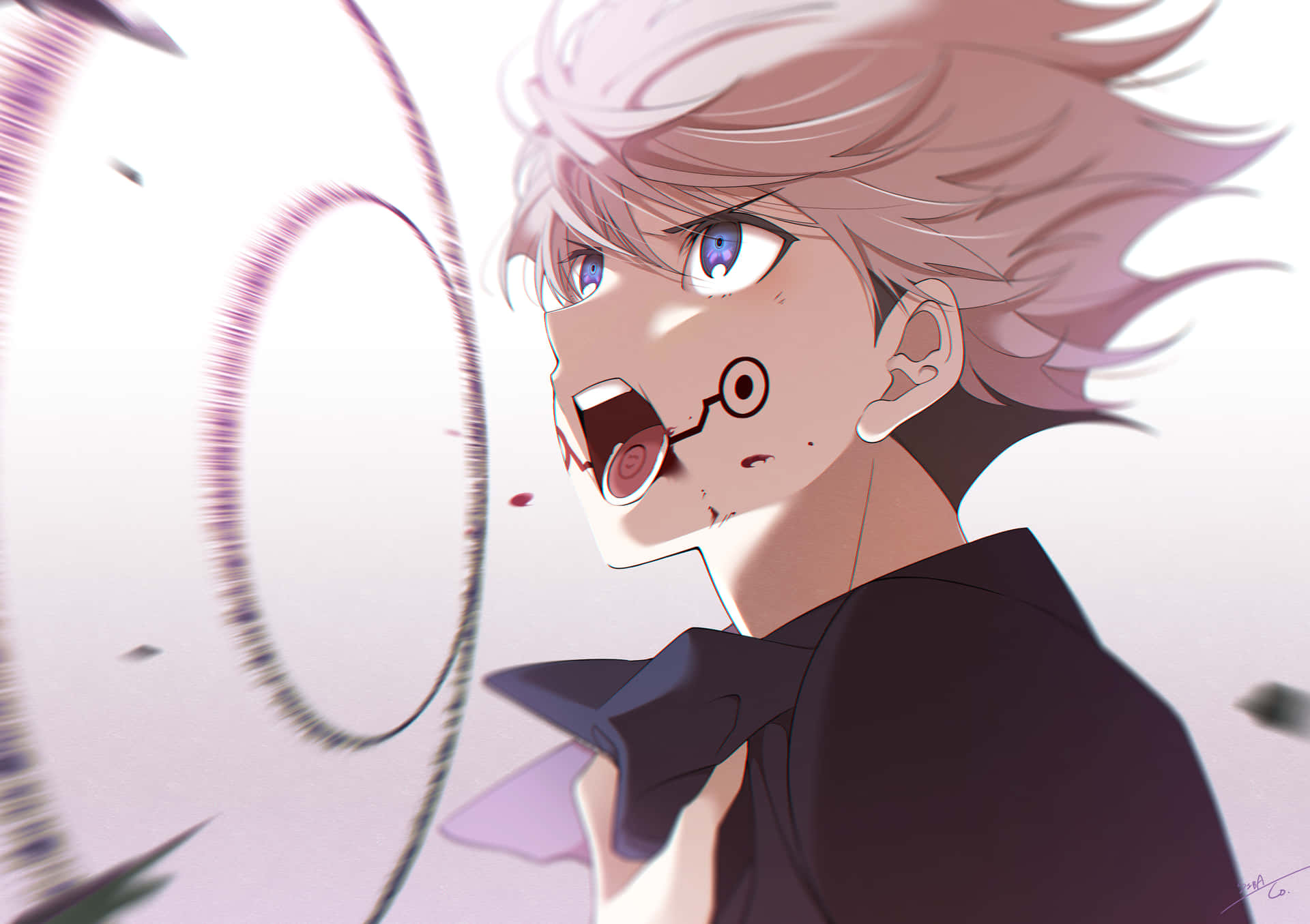 A Boy With A Hat And A Ring Around His Head Background