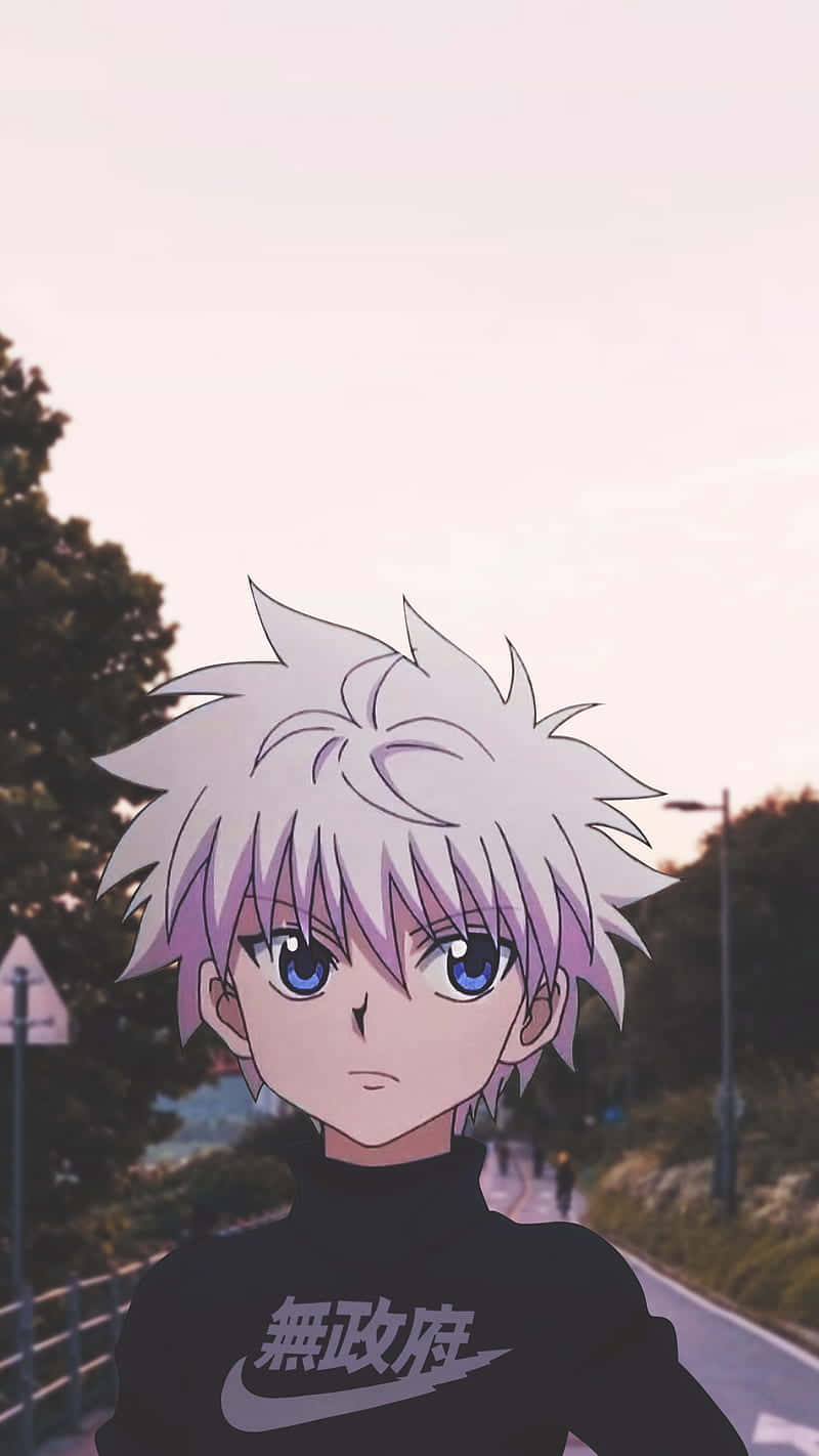A Boy With Blue Eyes Standing On A Road Background