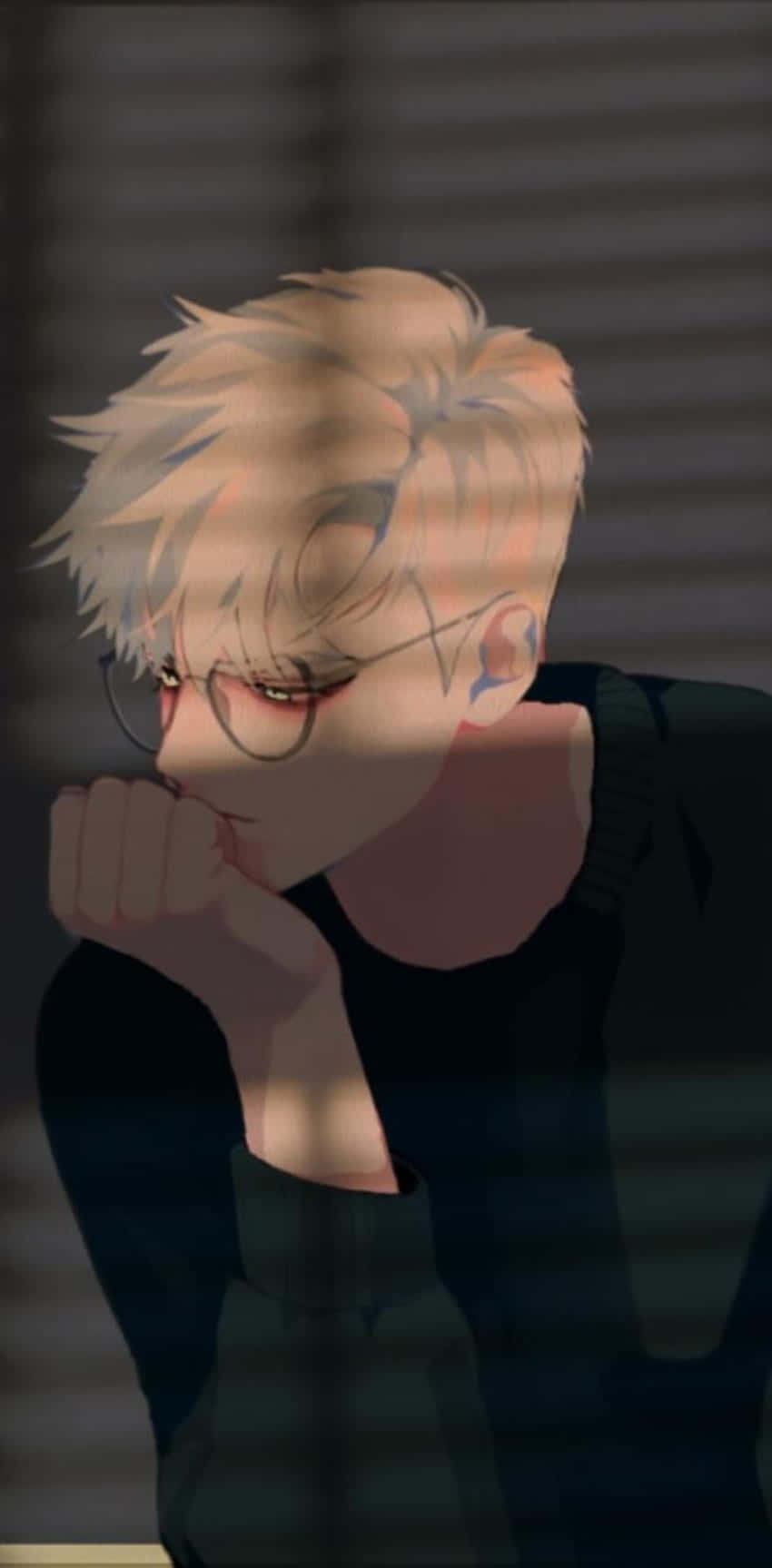 A Boy With Glasses And A Chin Is Looking At Something Background