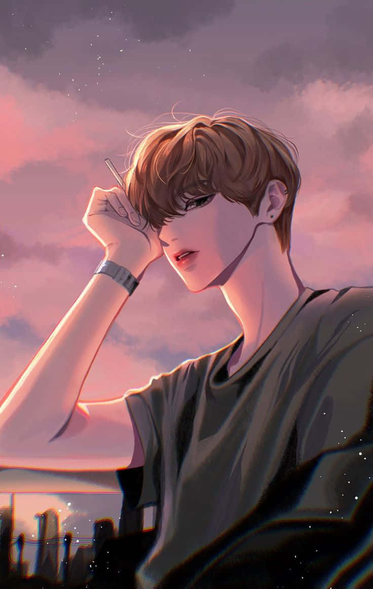 A Boy With His Head Up In The Air