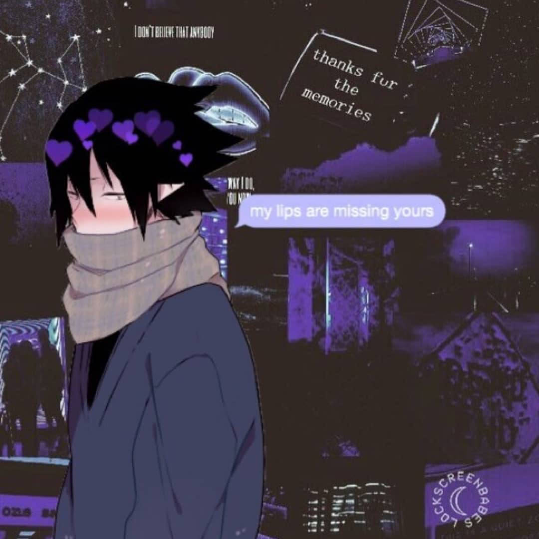 A Boy With Purple Hair And A Scarf Background