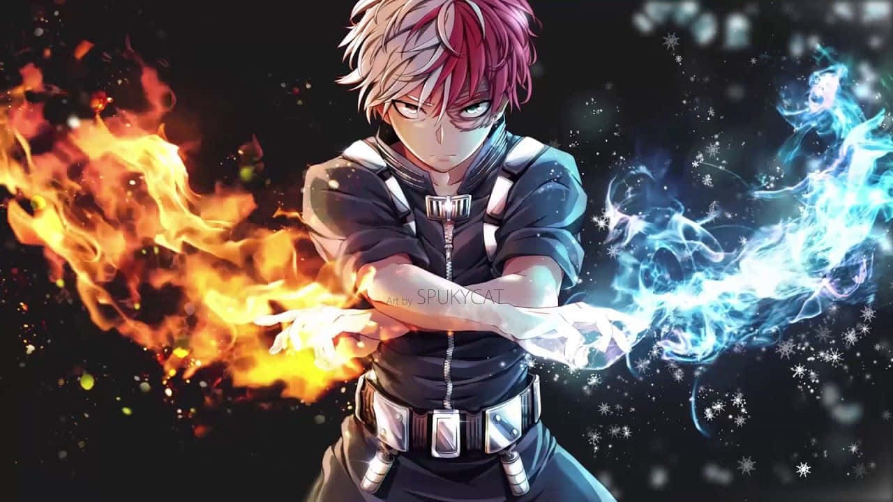 A Boy With Red Hair And Fire In His Hands Background