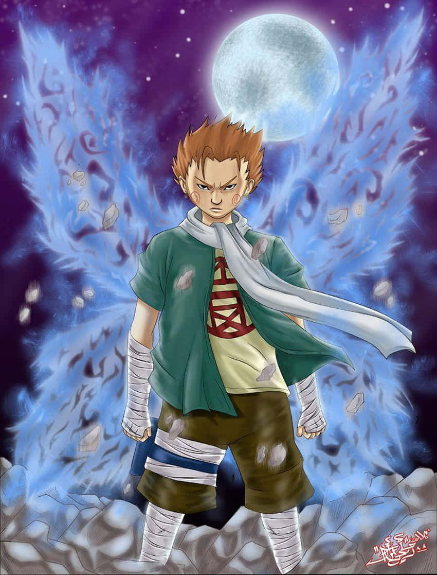 A Boy With Wings Standing In Front Of The Moon