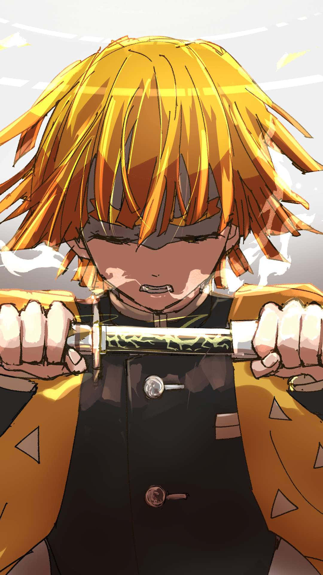 A Boy With Yellow Hair Holding A Sword Background