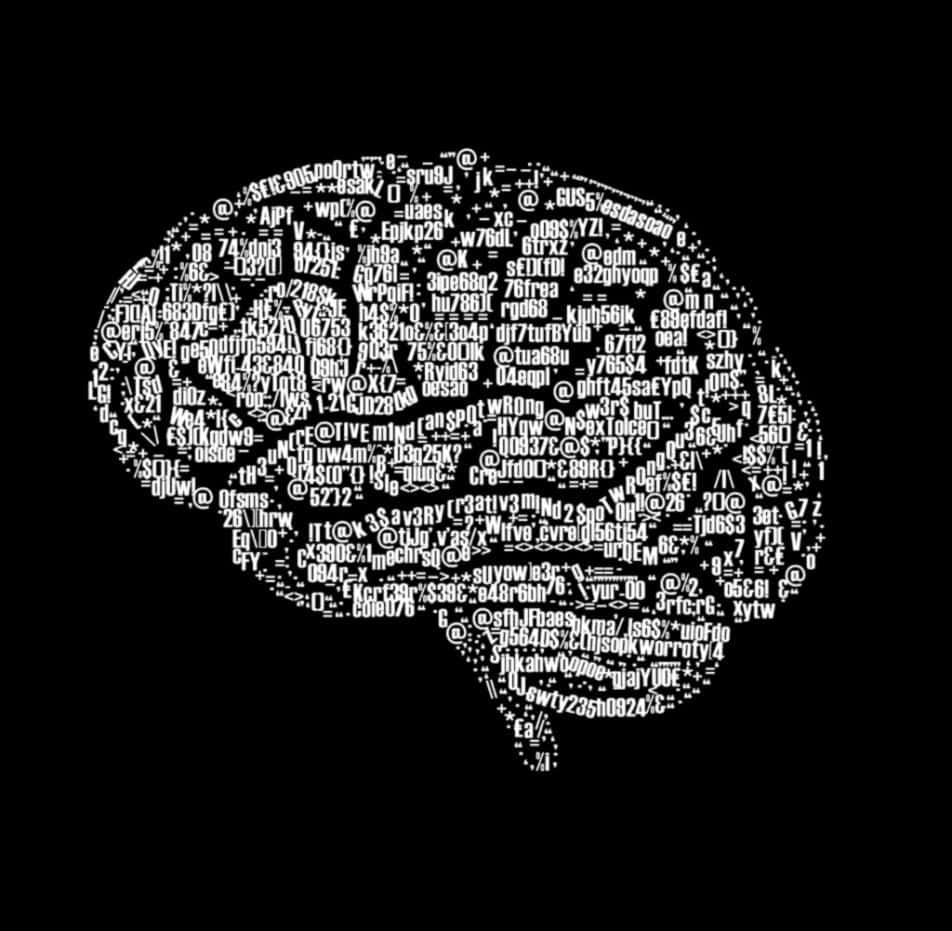 A Brain Made Of Words On A Black Background Background