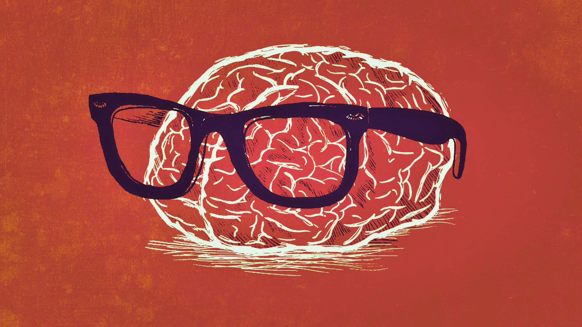 A Brain With Glasses On It Background