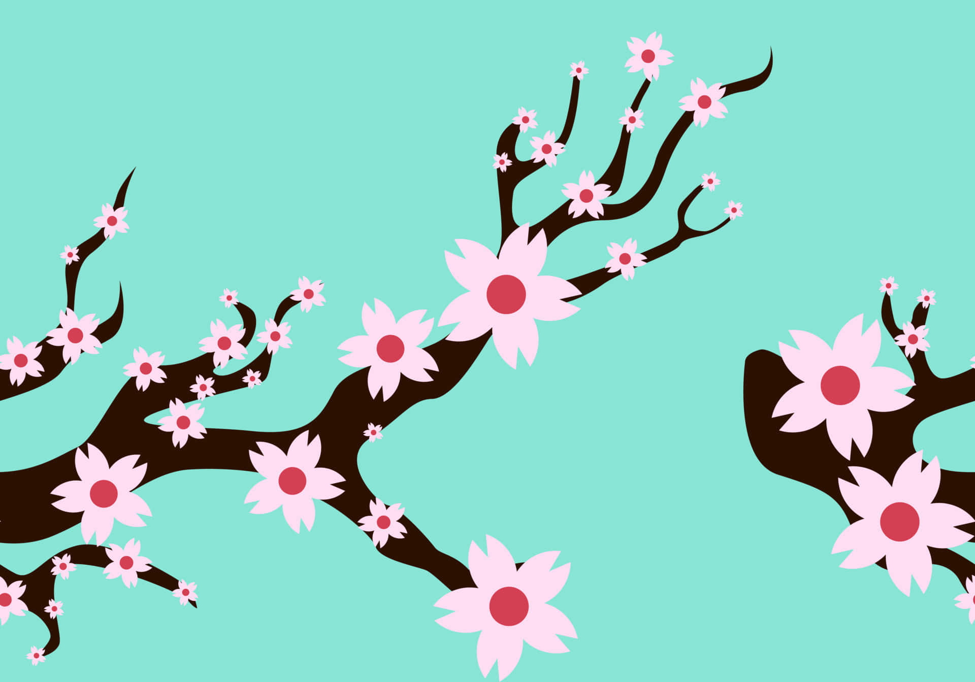 A Branch With Pink Flowers Background