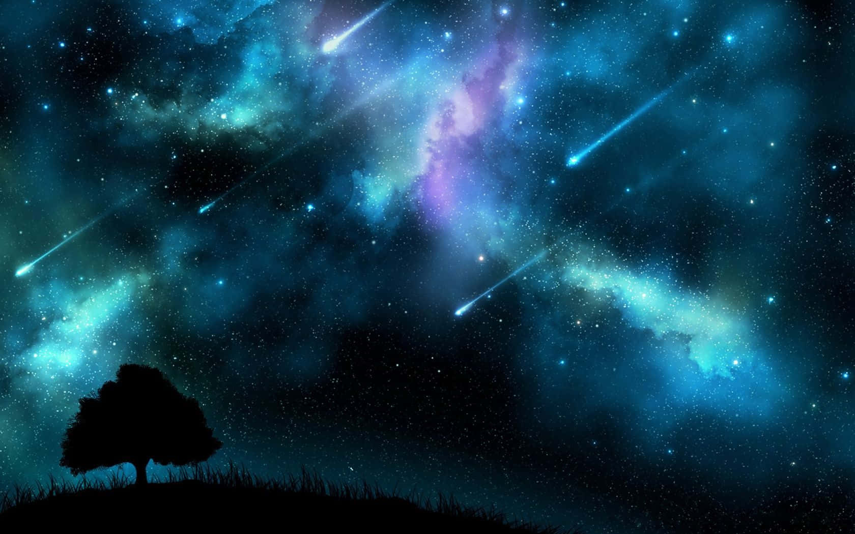 A Breathtaking Meteor Shower In The Night Sky Background