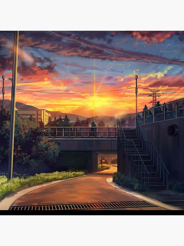 A Breathtaking View Of A Pastel Sunset Over An Anime Scenery. Background