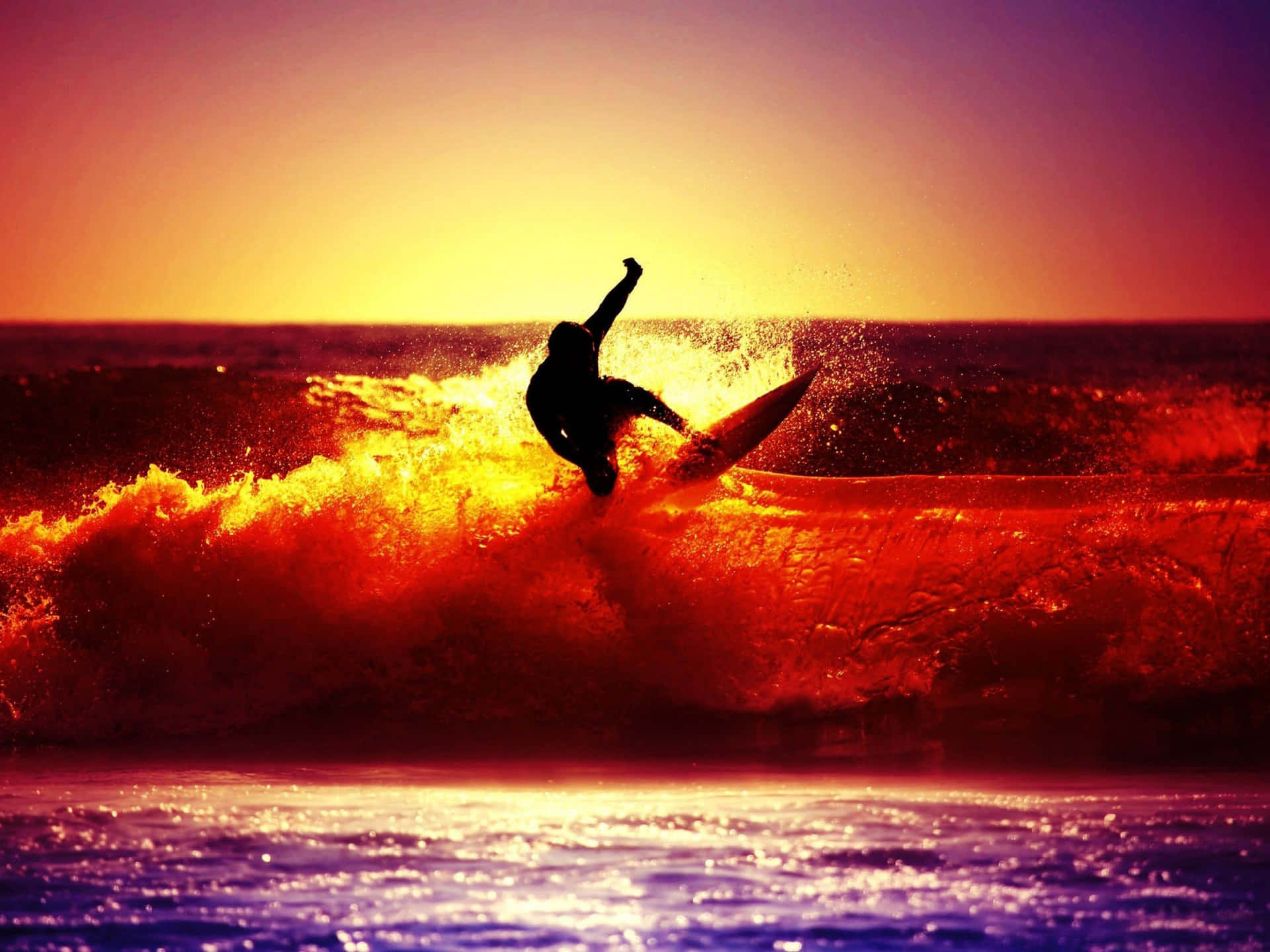 A Breathtaking Wave Crashing At Sunset. Background