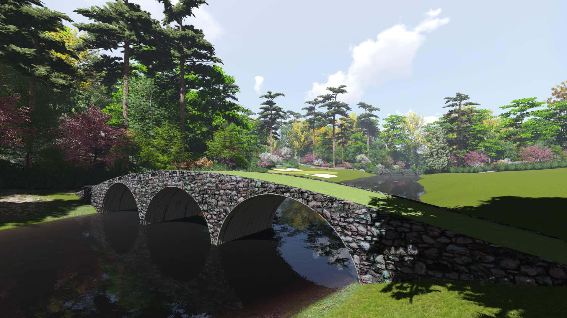 A Bridge Over A River In A Golf Course