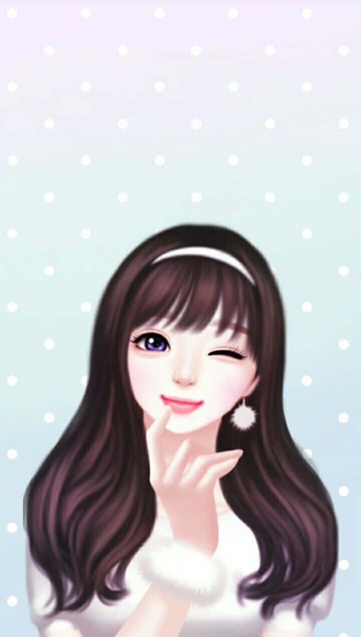A Bright And Cheerful Cartoon Girl Background